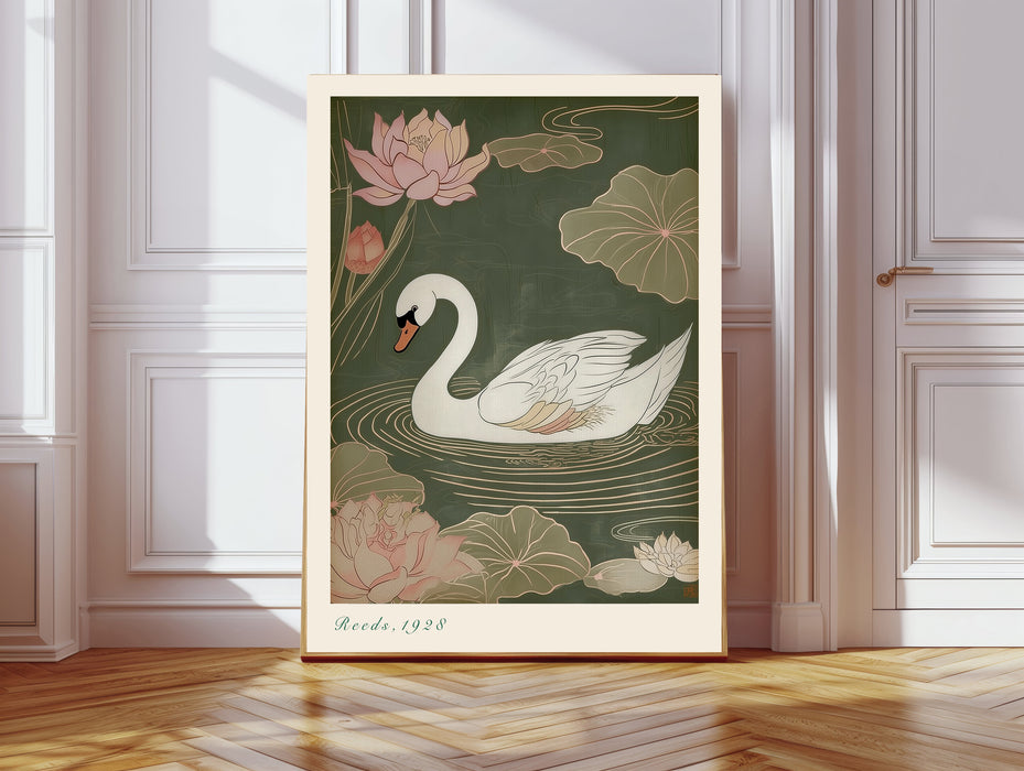 Japanese Swan Pond Art Print