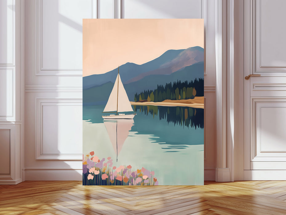 Sailboat Lake Landscape Art Print