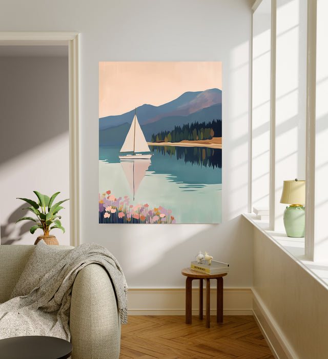 Sailboat Lake Landscape Art Print