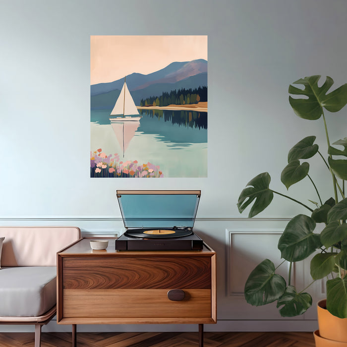 Sailboat Lake Landscape Art Print