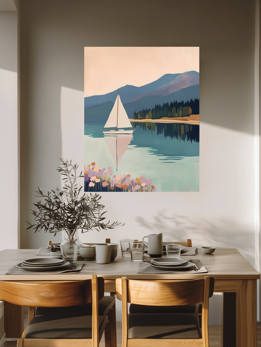 Sailboat Lake Landscape Art Print