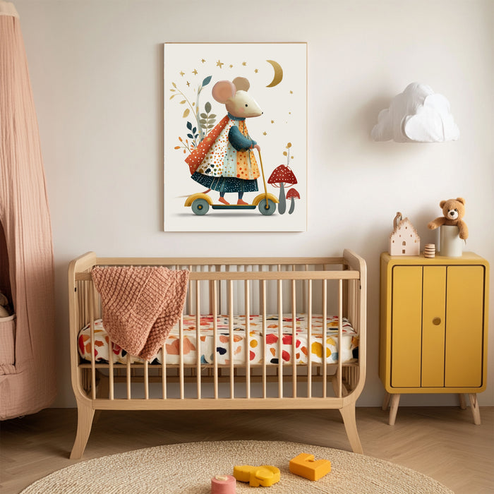 Mummy Mouse Scooter Nursery Art Print