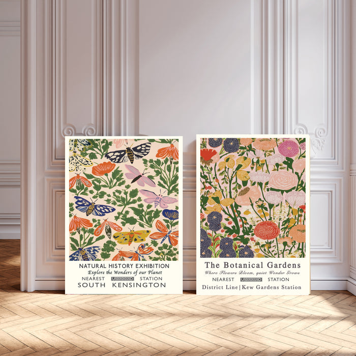 Natural History Flower Garden Set Of Two Art Prints