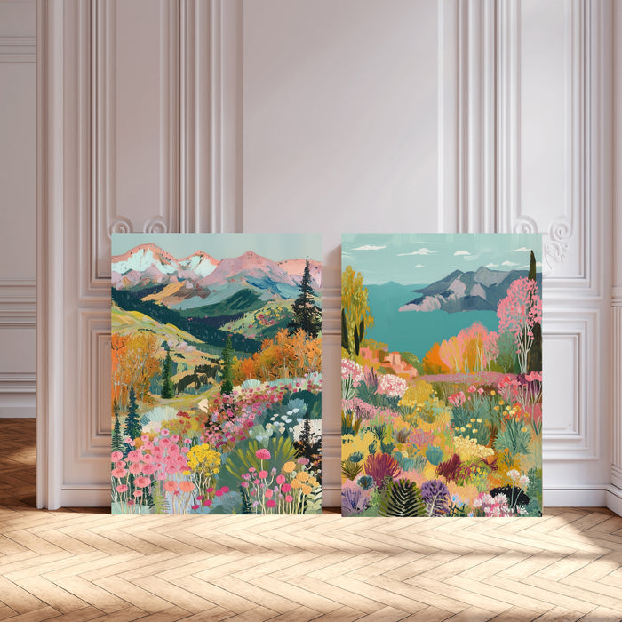 Mountain Coastal Set Of Two Landscape Art Prints