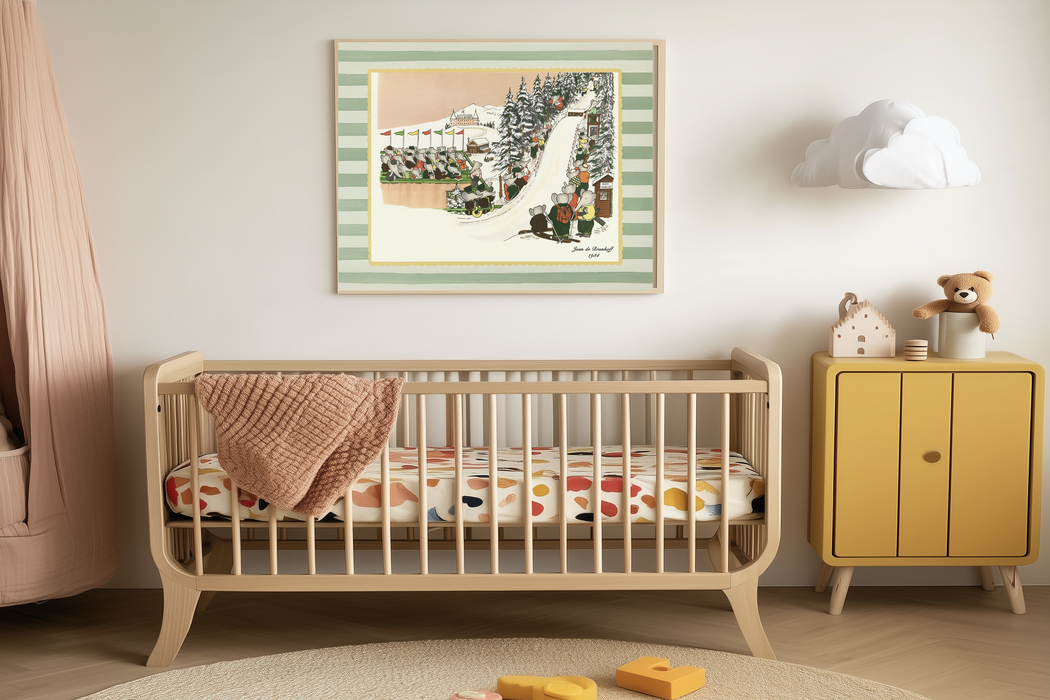 Vintage Babar 1934 Skiing Art Print