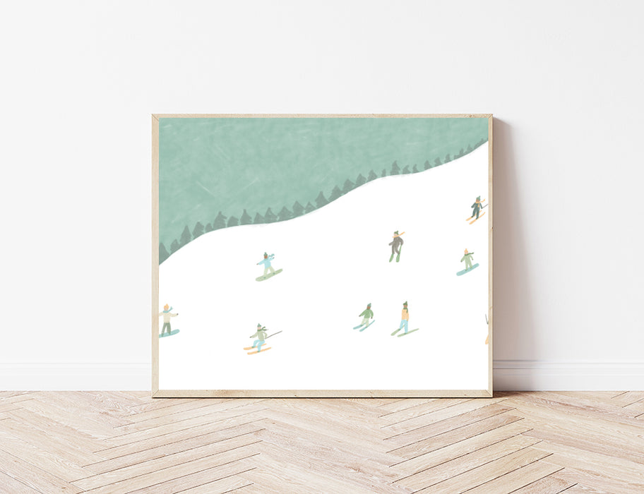 Skiing Landscape Art Print