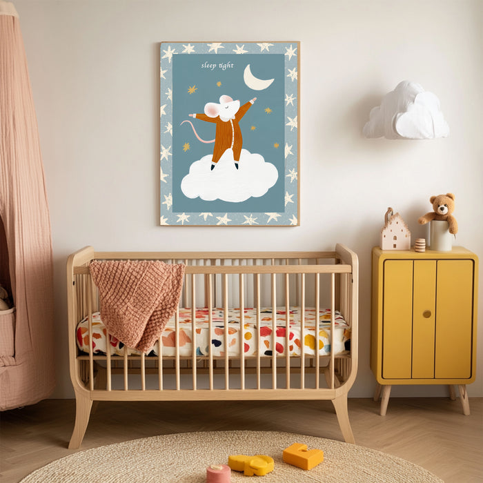 Blue Mouse 'Sleep Tight' Nursery Art Print