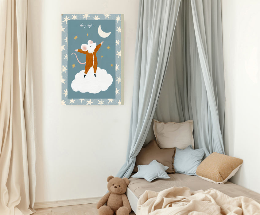 Blue Mouse 'Sleep Tight' Nursery Art Print