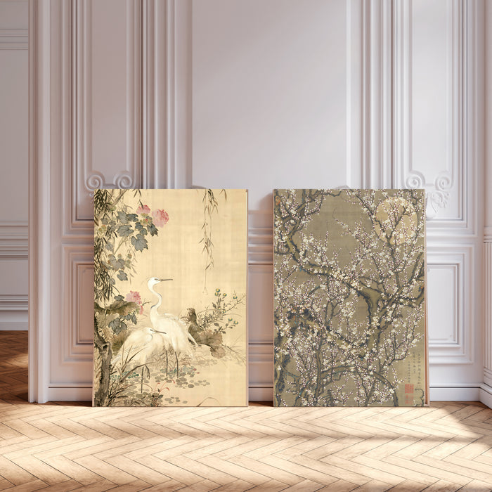 Japanese Antique Botanical Prints Set Of Two