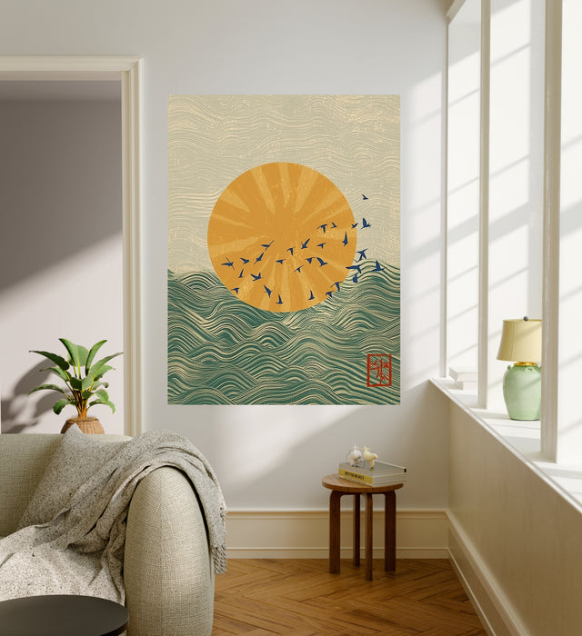 Japanese Sunset Landscape Art Print