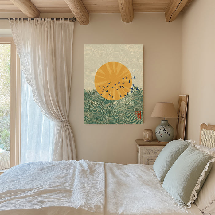 Japanese Sunset Landscape Art Print