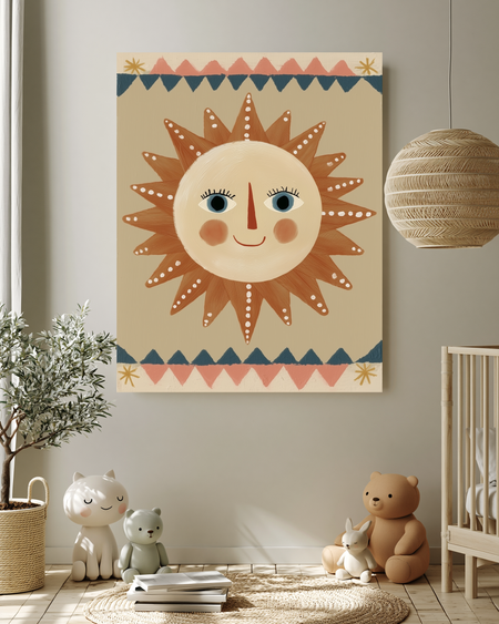 Smiling Sun Folk Art Print | Stanley Street Studio — detail
