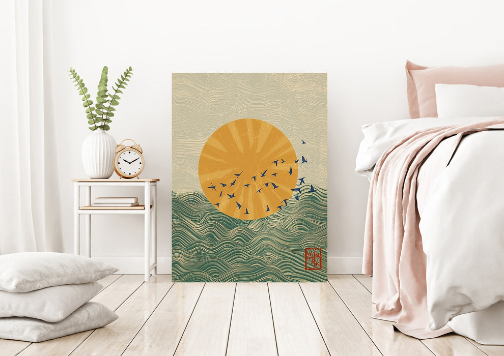 Japanese Sunset Landscape Art Print