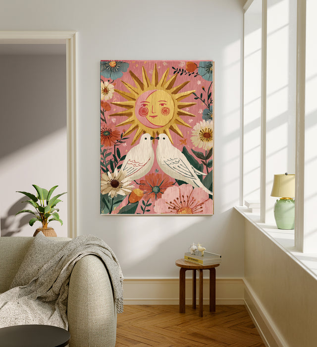 Sun Dove Pink Celestial Art Print
