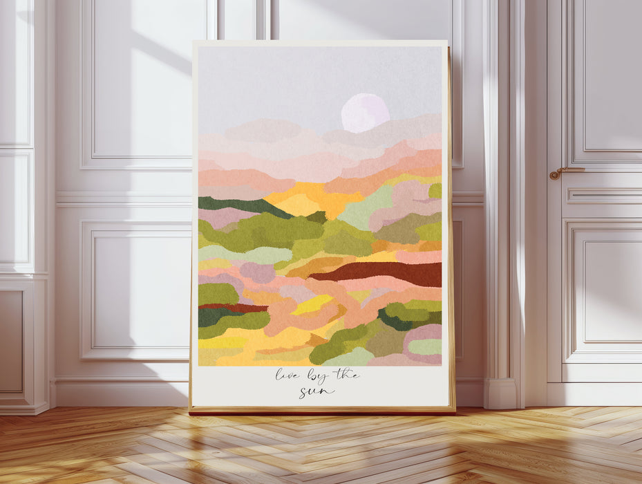 Sun and Moon Celestial Landscape Art Prints Set Of Two