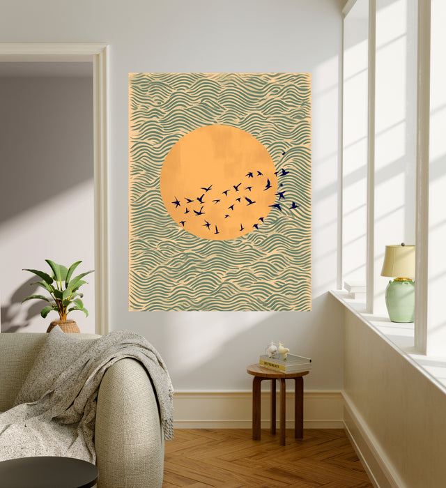 Japanese Sunset Landscape Art Print
