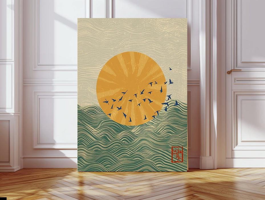 Japanese Sunset Landscape Art Print