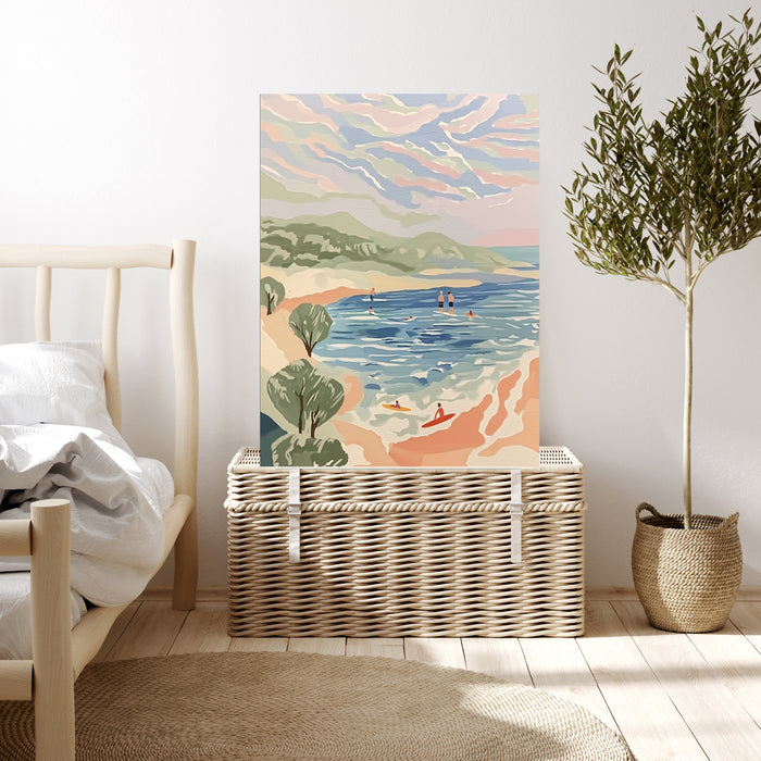 Coastal Surfing Sea Landscape Art Print