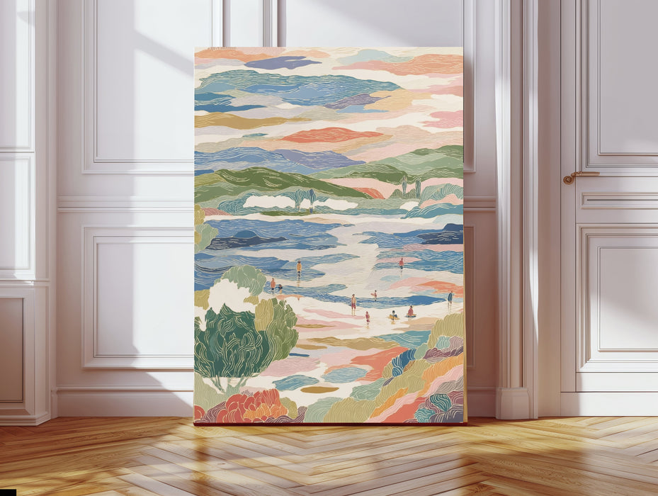 Coastal Surfing Sea Landscape Art Print
