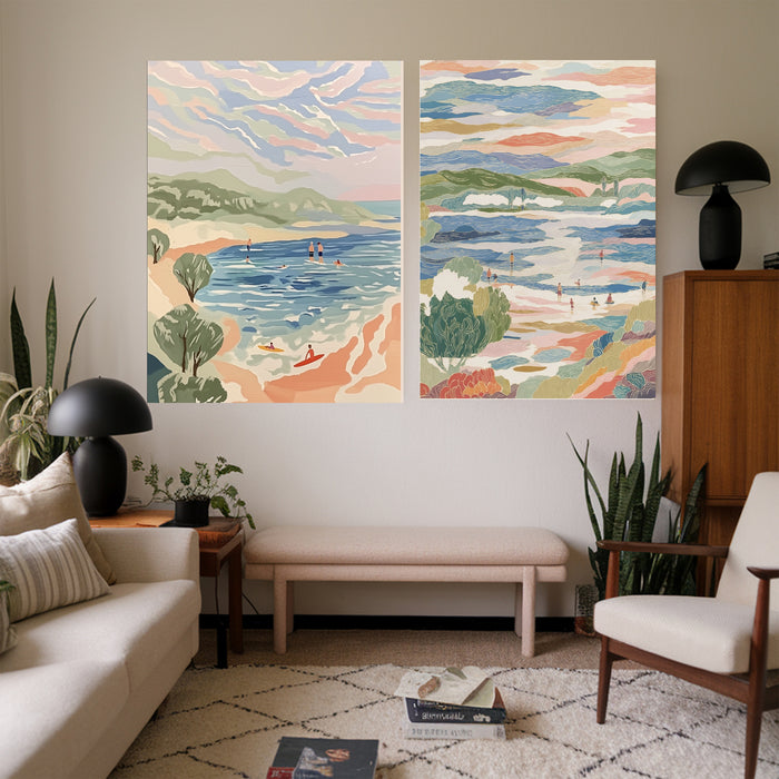 Coastal Surfing Sea Landscape Art Print