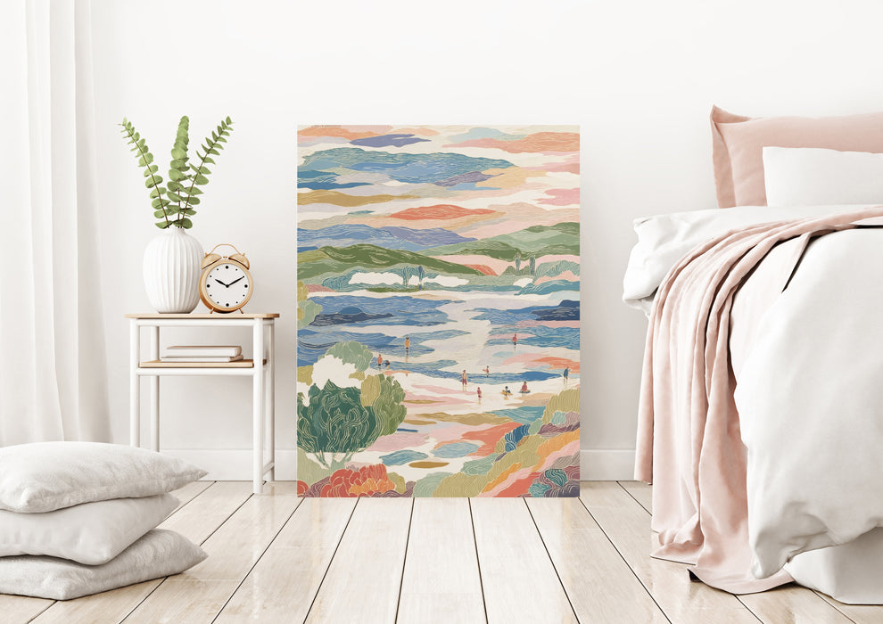 Coastal Surfing Sea Landscape Art Print