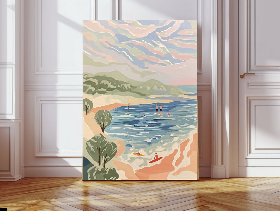 Coastal Surfing Sea Landscape Art Print
