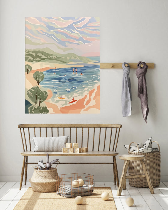 Coastal Surfing Sea Landscape Art Print