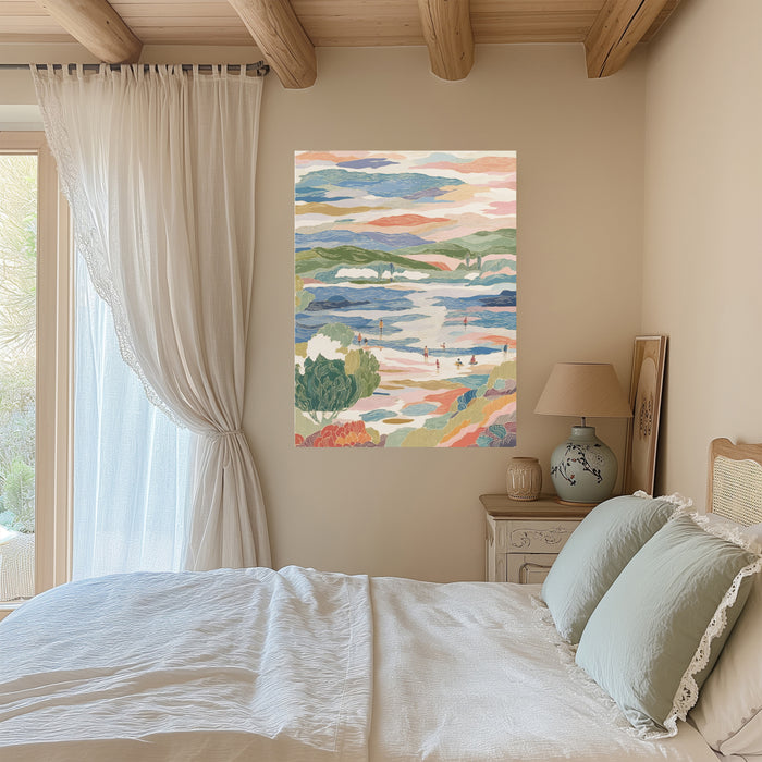 Coastal Surfing Sea Landscape Art Print