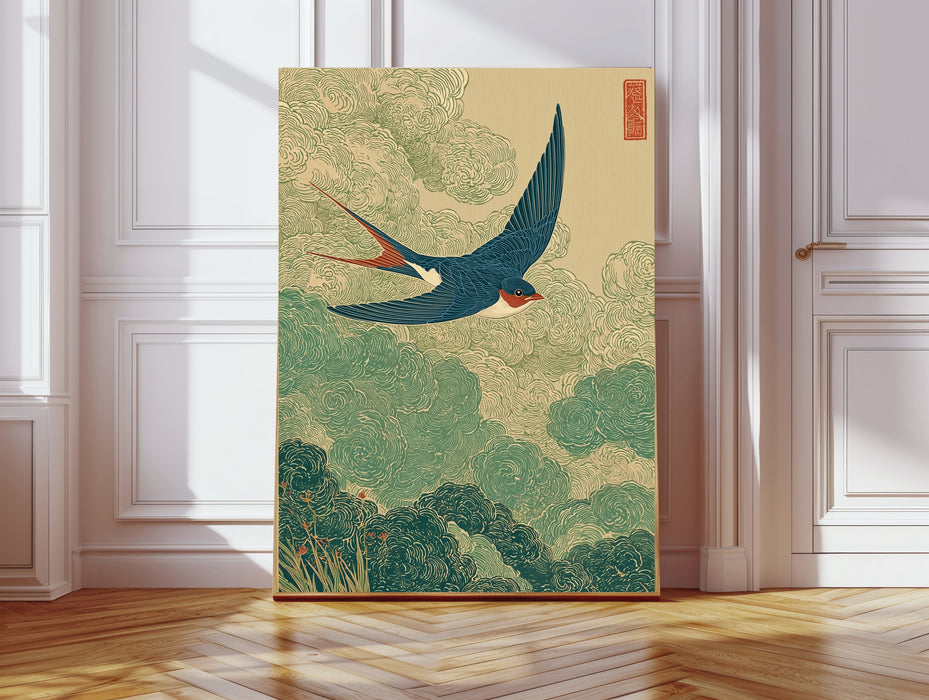 Japanese Swallow Bird Vintage Art Print