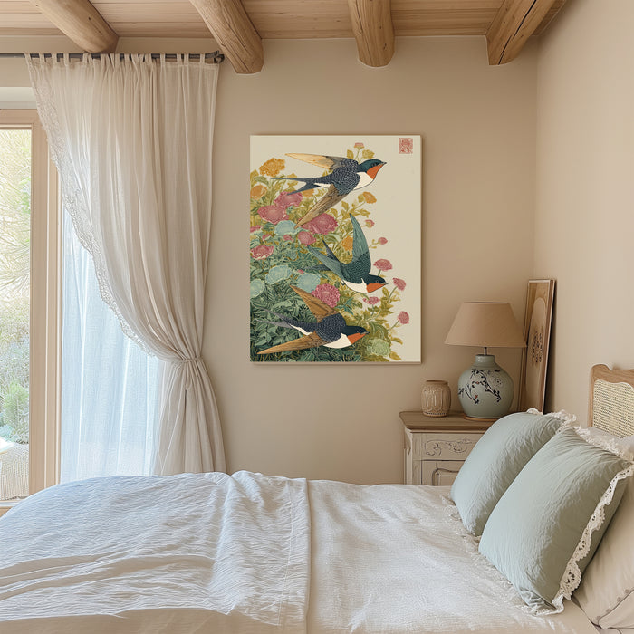 Japanese Swallow Bird Vintage Art Print