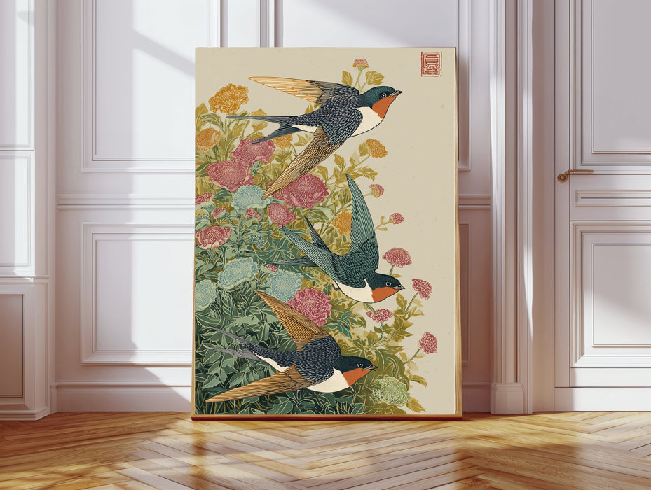 Japanese Swallow Bird Vintage Art Print