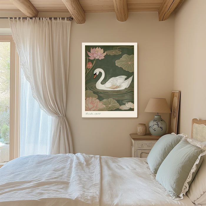Japanese Swan Pond Art Print