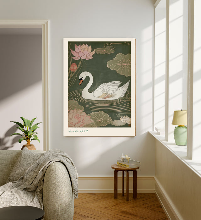 Japanese Swan Pond Art Print