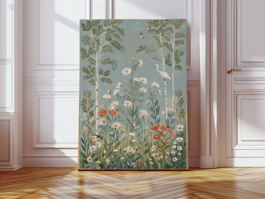 Set of Two Swan Wildflower Meadow Prints