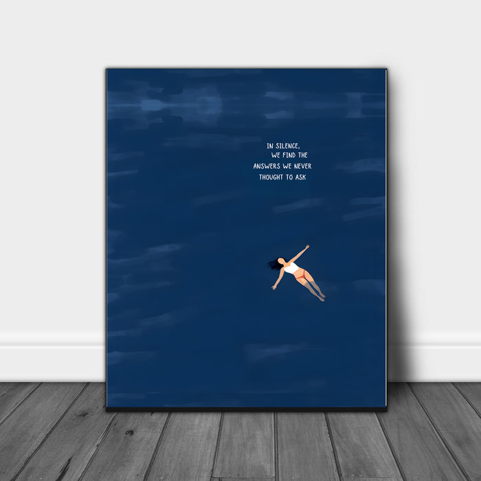 Swimming 'In Silent' Quote Art Print