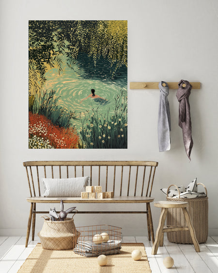 Wild Swimming Lake Art Print | Stanley Street Studio — detail