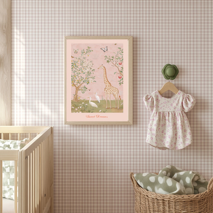 Cute Giraffe Sweet Dreams Nursery Art Print