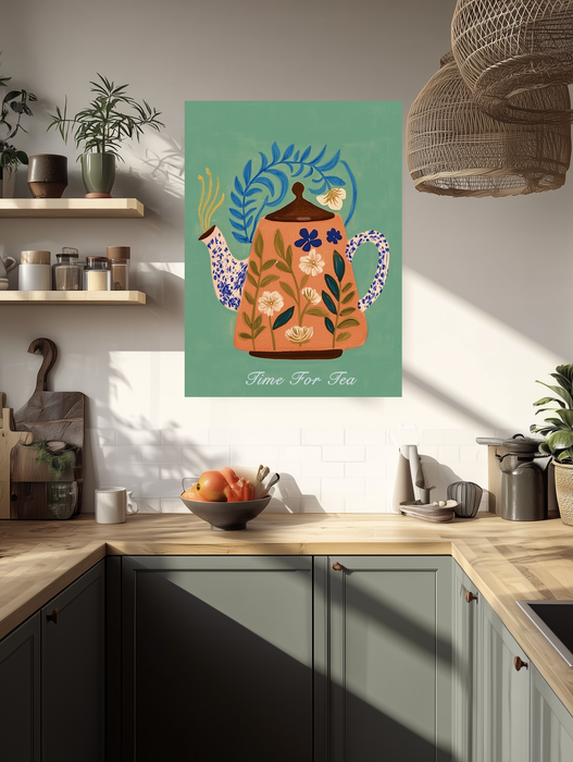 Pop The Kettle On Kitchen Art Print
