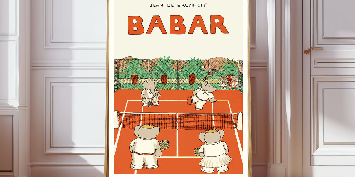 Babar Tennis Print UK | Children's Nursery Wall Art | Stanley