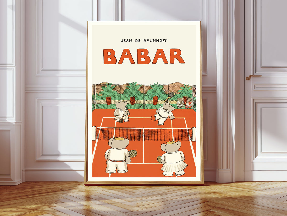 Babar Tennis Print UK | Children's Nursery Wall Art | Stanley