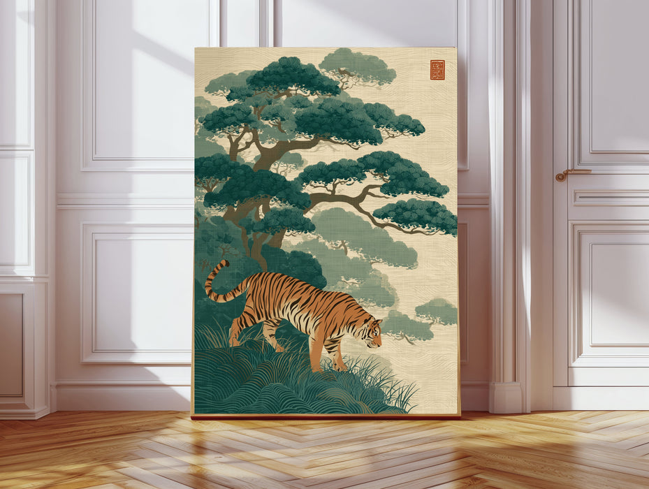 Japanese Tiger Landscape Art Print