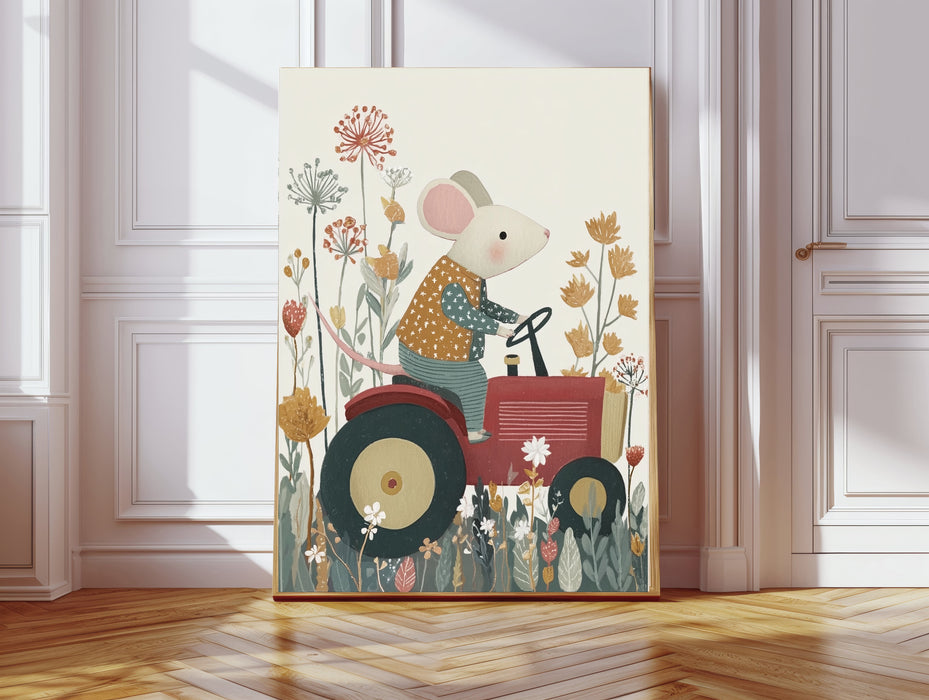 Little Mouse Tractor Nursery Art Print