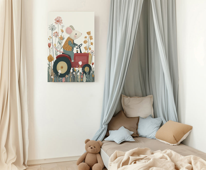 Little Mouse Tractor Nursery Art Print