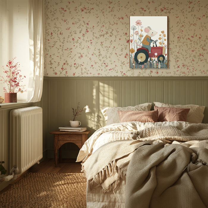 Little Mouse Tractor Nursery Art Print