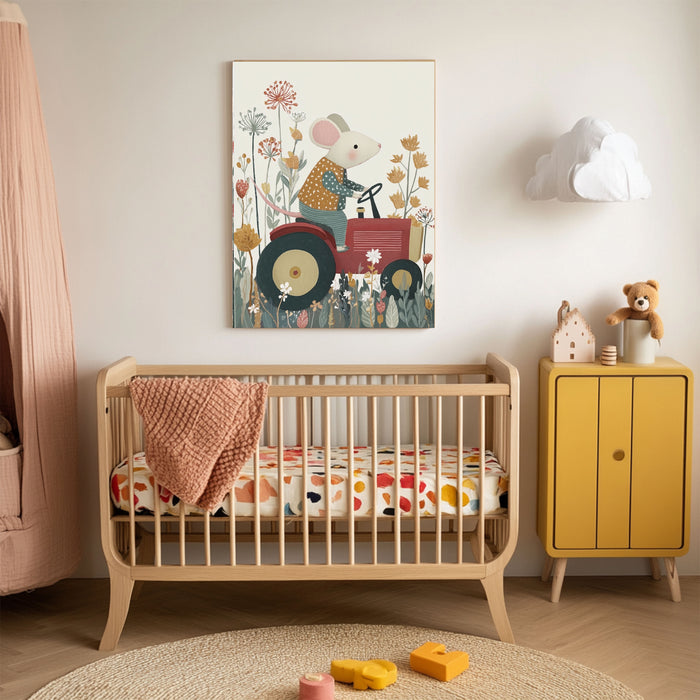 Little Mouse Tractor Nursery Art Print