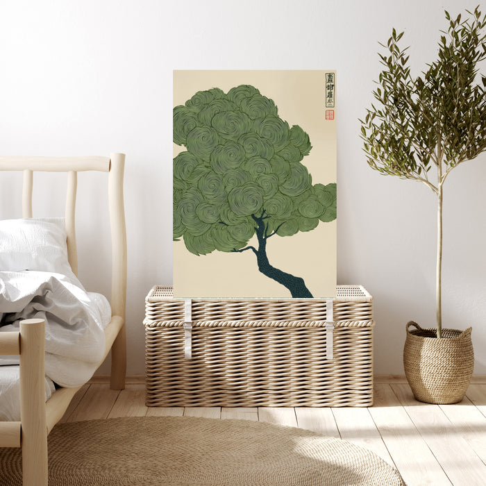 Japanese Landscape Vintage Tree Art Print