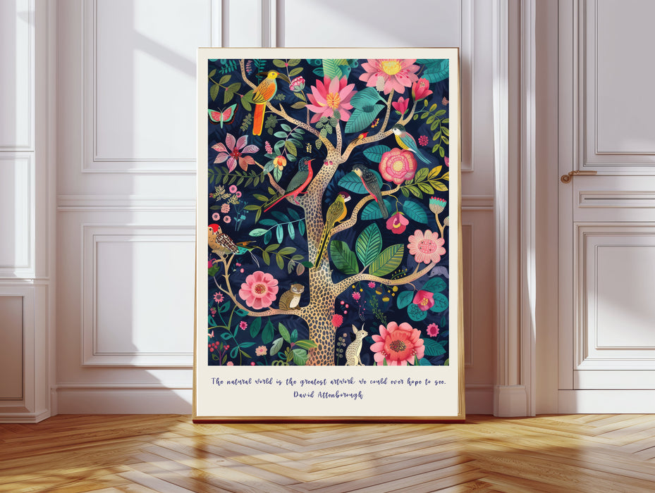David Attenborough Botanical Jungle Quote Art Print