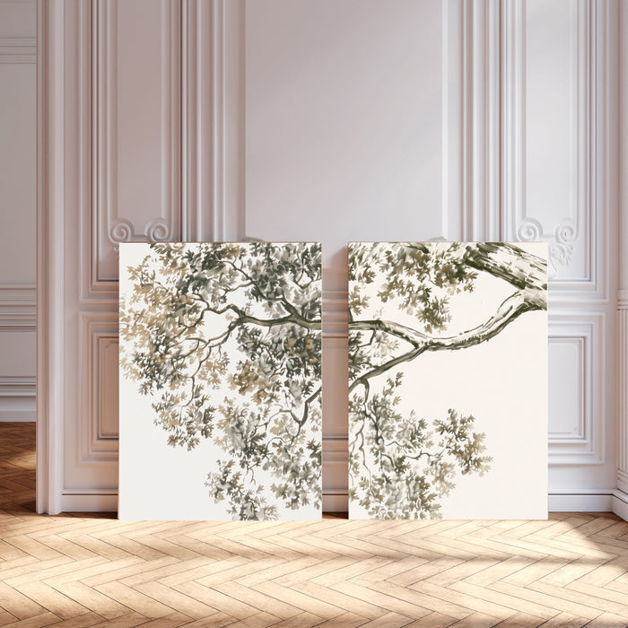 Tree Branch Set of Two Art Prints | Sage Green Neutral Botanical Gallery Wall Set | Minimal Japandi Wall Art