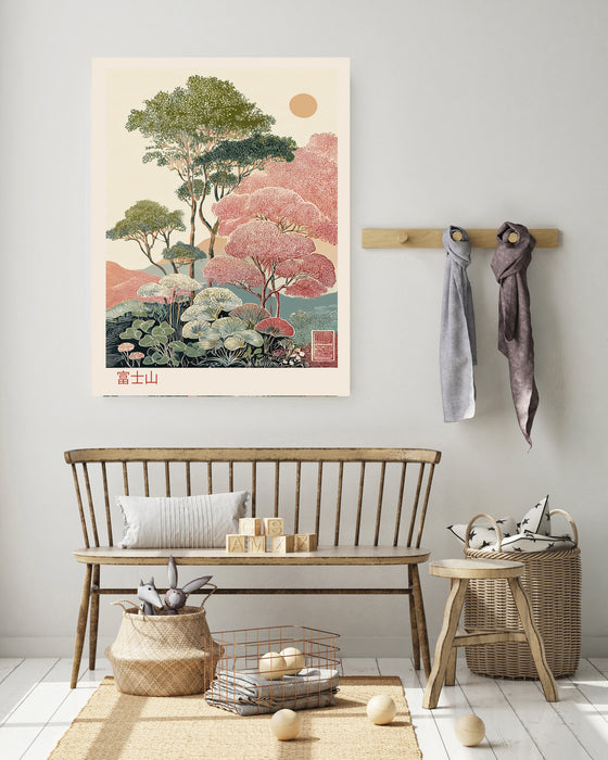 Japanese Tree Landscape Vintage Art Print