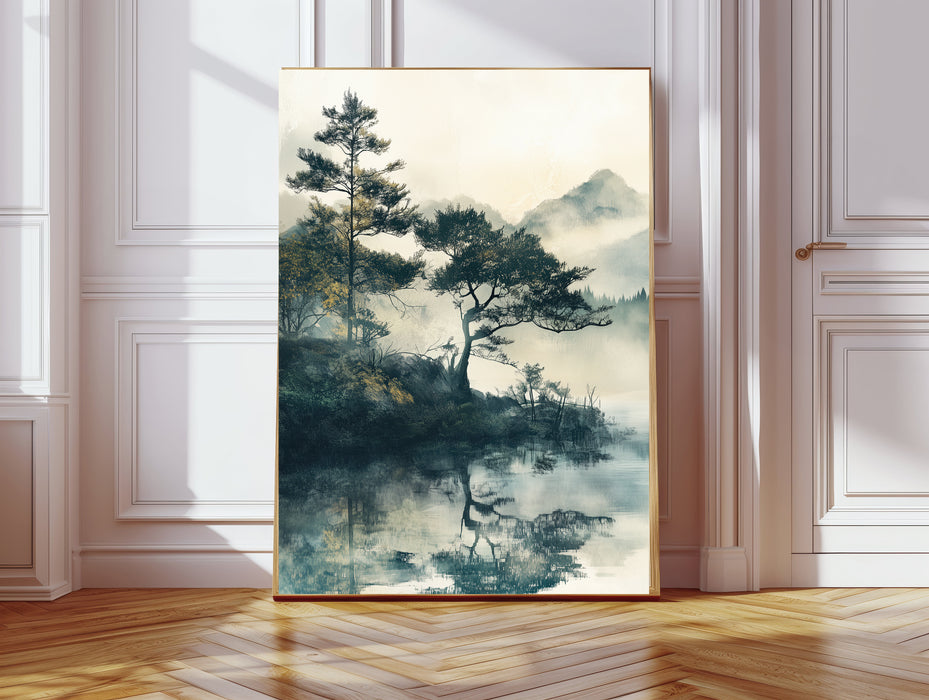 Japanese Green Tree Landscape Art Print